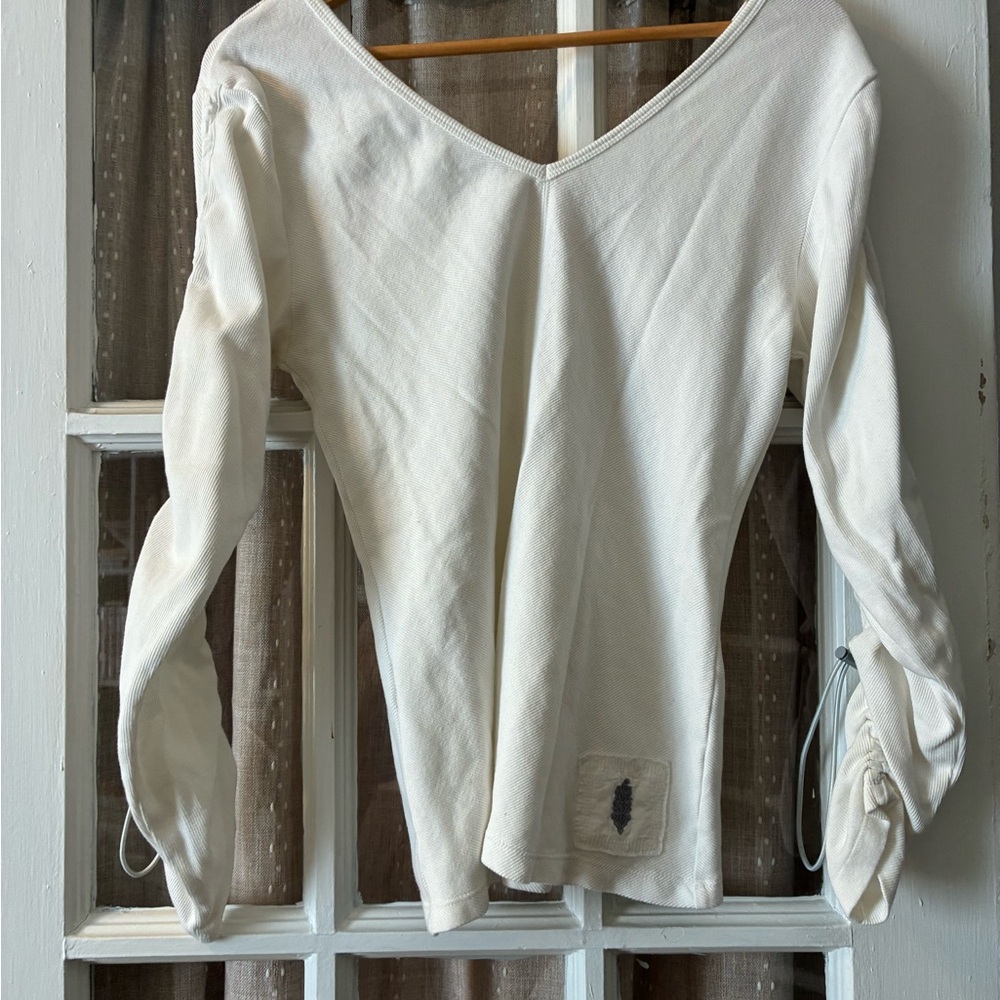 Free People Movement White V-Neck Women's Top